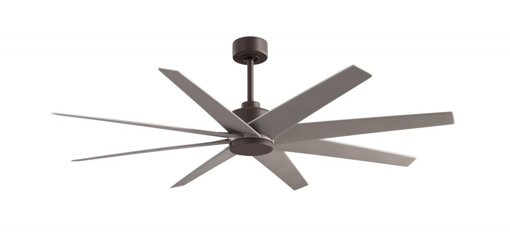 Ariella 8-blade ceiling fan in Textured Bronze and Brushed Nickel blades.