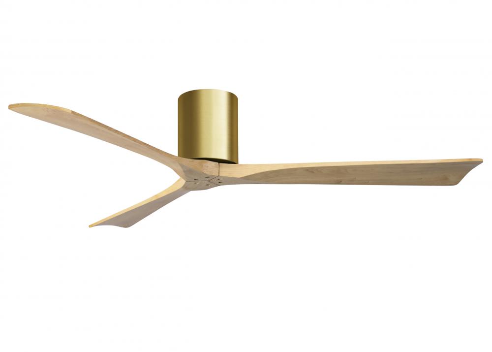 Irene-3H three-blade flush mount paddle fan in Brushed Brass finish with 60” Light Maple tone bl