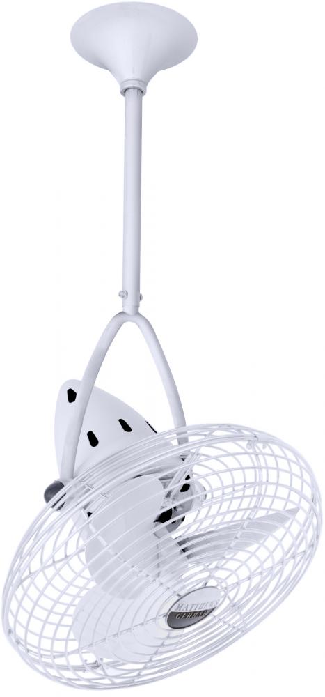 Jarold Direcional ceiling fan in Gloss White finish with metal blades.