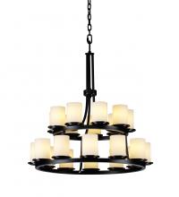 Justice Design Group FSN-8767-10-OPAL-MBLK - Dakota 21-Light 2-Tier Ring Chandelier