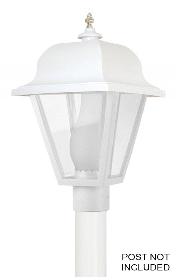 SAXONY POST LANTERN WHITE W/CLEAR BEVELED LENS